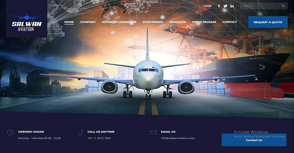 aviation website design